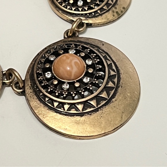 Vintage Bronze Elegant Gold and Black Statement Boho Aztec Necklace - Picture 4 of 5